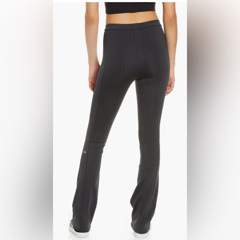 ALO YOGA $138 Zip It Pinstripe High Waist Zip Cuff Flare Leggings XS